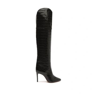Schutz Maryana Over The Knee Leather Boot In Black