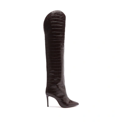 Schutz Maryana Over The Knee Leather Boot In Dark Chocolate