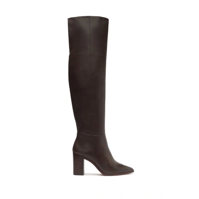 Schutz Mikki Block Over The Knee Leather Boot In Dark Chocolate