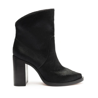 Schutz Misty Calf Hair Leather Bootie In Black