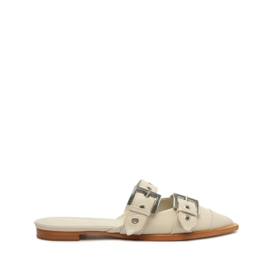 Schutz Penny Leather Flat In Pearl