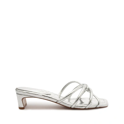 Schutz Rachel Mule Metallic Leather Sandal In Prata