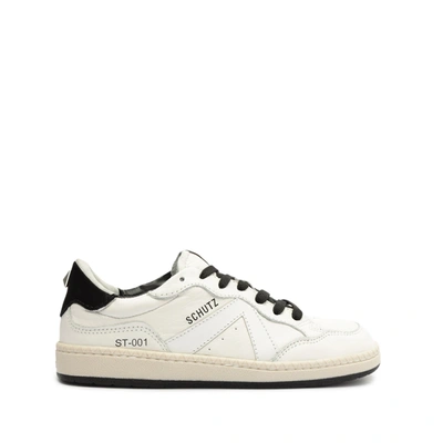 Schutz Mixed Leather Low-top Sneakers In White