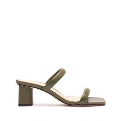 Schutz Ully Lo Nappa Leather Sandal In Military Green