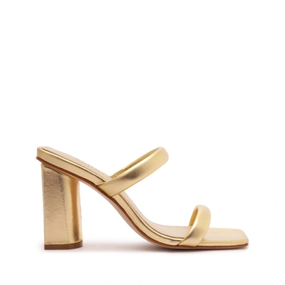 Schutz Ully Metallic Leather Sandal In Gold