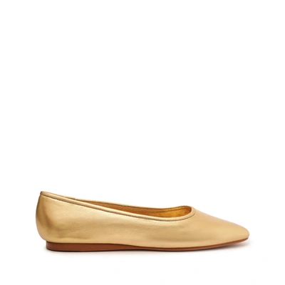 Schutz Vanessa Leather Flat In Gold