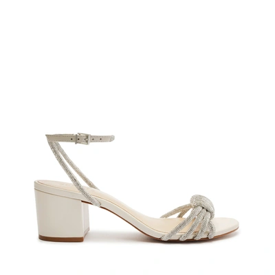 Schutz Jewell Mid Block Leather Sandal In Crystal