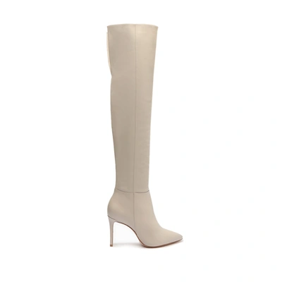 Schutz Mikki Over The Knee Leather Boot In Cream