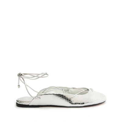 Schutz Cami Casual Leather Flat In Silver