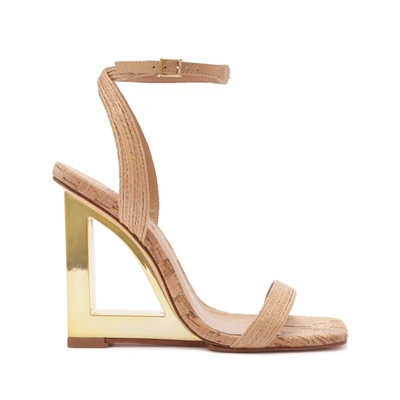 Schutz Filipa Natural Embroidery Leather Sandal In Light Wood