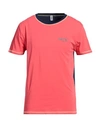 Moschino Man T-shirt Coral Size M Cotton, Elastane In Red