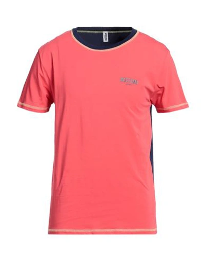 Moschino Man T-shirt Coral Size Xxl Cotton, Elastane In Red