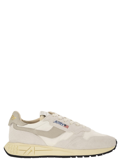 Autry Reelwind Suede And Technical Textile Trainer In White