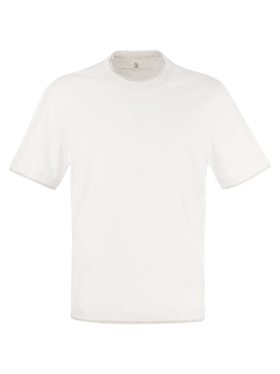 Brunello Cucinelli Slim Fit Cotton T Shirt In Ivory