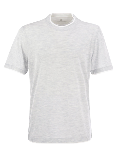 Brunello Cucinelli Slim Fit Crew-neck T-shirt In Lightweight Cotton Jersey In Pearl