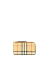 BURBERRY BURBERRY CHECK AND LEATHER ZIP CARD CASE