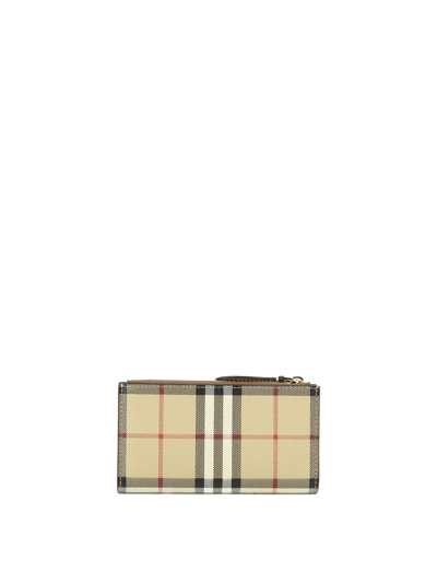 Burberry Check Medium Bifold Wallet In Beige