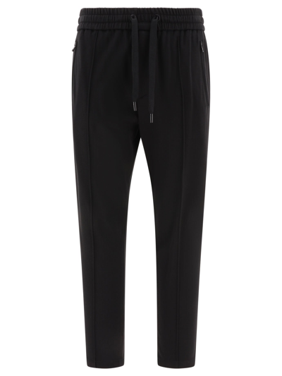 Dolce & Gabbana Joggers In Herringbone Jersey In Black