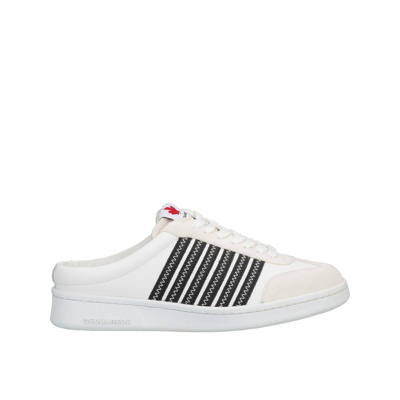 Dsquared2 Boxer Leather Open Back Trainers In White