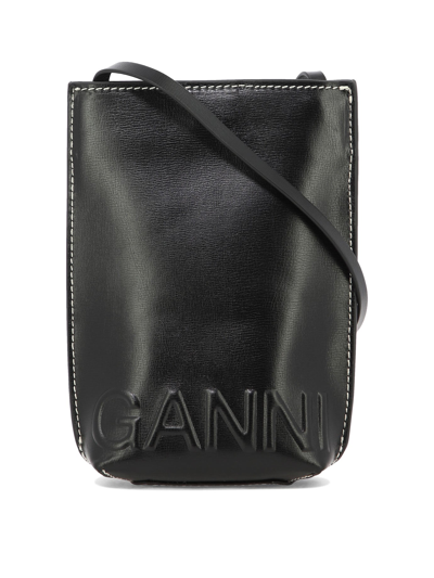 Ganni Small Banner Crossobody Bag In Black
