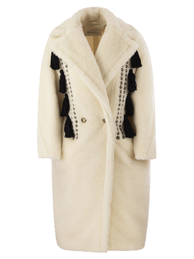 Max Mara Demetra Teddy Bear Icon Coat In Alpaca And Wool In Bianco
