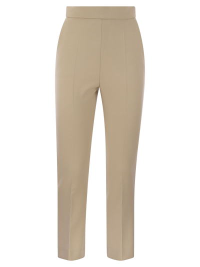 Max Mara Nepeta Ankle Length Trousers In Wool Crepe In Light Beige