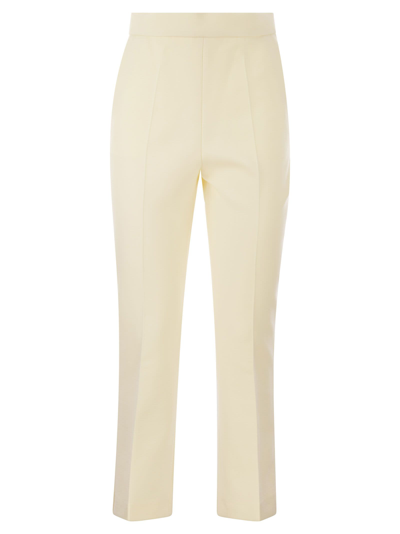 Max Mara Nepeta Ankle Length Trousers In Wool Crepe In White