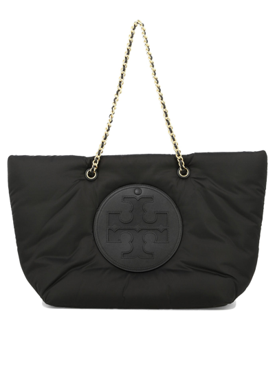 Tory Burch Ella Logo-patch Tote Bag In Black