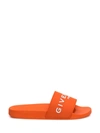 Givenchy Logo-embossed Rubber Slides In Orange