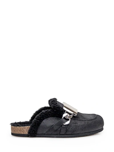 Jw Anderson Mules Shearling In Black