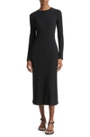 Vince Ribbed Long Sleeve Midi Dress In Coastal