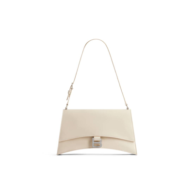 Balenciaga Small Crush Sling Leather Shoulder Bag In White