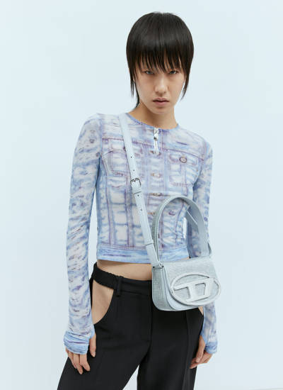 デルフィ✨ Diesel 1dr-iconic Shoulder Bag In Crystal Satin In Silver