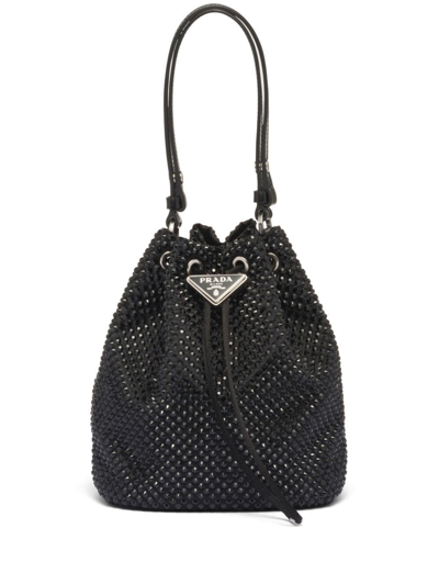 Prada Women Satin Mini-bag With Crystals In Black