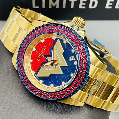 Pre-owned Invicta Dc Comics Wonder Woman 40mm Limited Ed Gold Case Jewel Bezel Swiss Watch