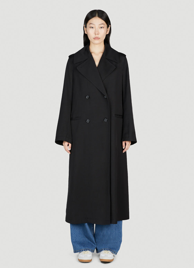 Totême Summer Fluid Viscose Blend Long Coat In Black