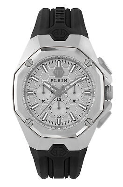 Pre-owned Philipp Plein Black Mens Chronograph Watch Octagon Pwtba0123