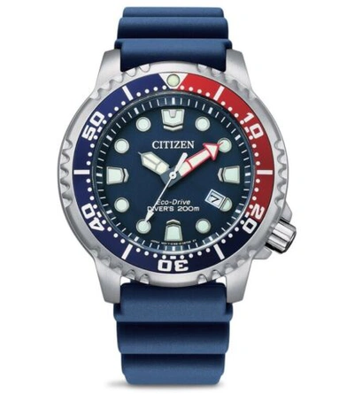 Pre-owned Citizen Promaster Pepsi Dive Eco Drive Stainless Steel Watch Bn0168-06l Japan