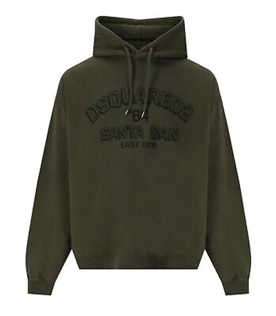 Pre-owned Dsquared2 Loose Fit Military Green Hoodie Man