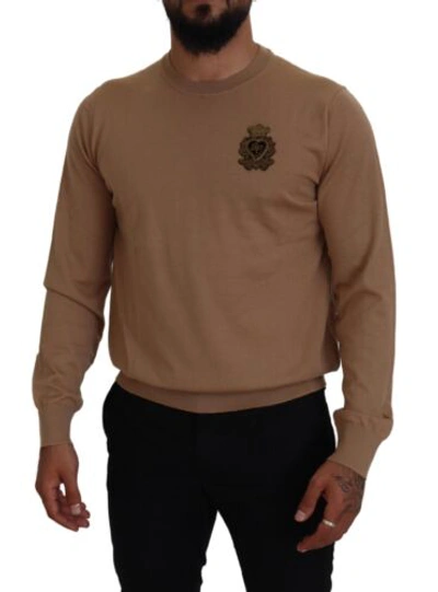 Pre-owned Dolce & Gabbana Dolce&gabbana Men Beige Sweater 100% Cashmere Crew Neck Long Sleeves Pullover