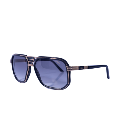 Pre-owned Cazal Rectangular Sunglasses 666-001 Black-gold Frame Grey Lenses In Gray