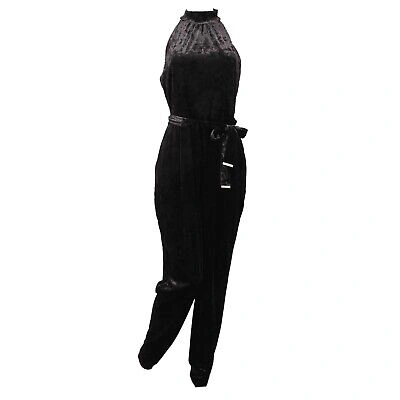 Pre-owned Michael Kors 9160af Tuta Donna  Black Velvet Jumpsuit Woman In Nero