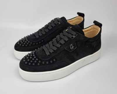 Pre-owned Christian Louboutin Happyrui Black Suede Sneakers