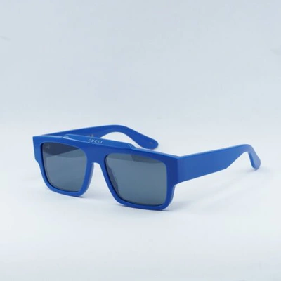 Pre-owned Gucci Gg1460s 004 Solid Azure/blue Flash Mirror Silver 56-16-145 Sunglasses N...