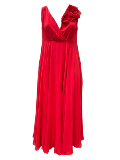 Pre-owned Marina Rinaldi Women's Red Dolmen Empire Waist Dress $2160