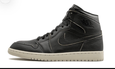 Pre-owned Nike Air Jordan 1 Retro High Prm Leather Black Desert Sand 12 Aa3993-021