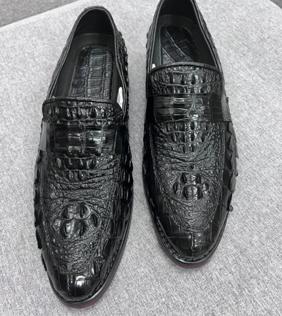 Pre-owned Handmade Men's Shoes Genuine Crocodile Alligator Skin Leather  Size Us10 - Eur43 In Brown