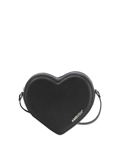 Ambush Flat Heart Crossbody Bag In Black