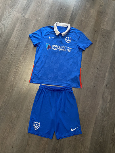 Pre-owned Jersey X Nike Portsmouth Soccer Jersey Shorts Suit 2020 2021 In Blue