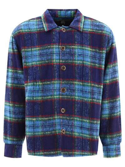 Brain Dead Brushed Rancher Flannel Shirt Jacket In Blue